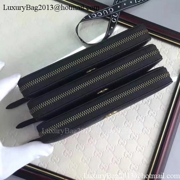 Gucci Leather Zip Around Wallet 456117 Black