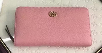 Gucci Leather Zip Around Wallet 456117 Pink