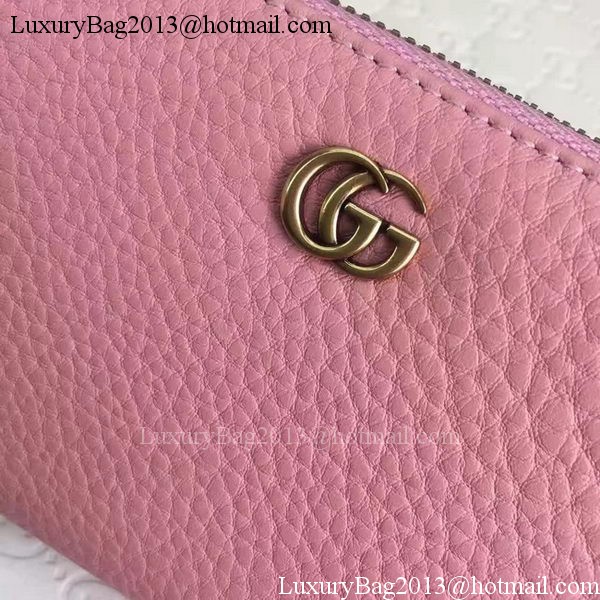 Gucci Leather Zip Around Wallet 456117 Pink