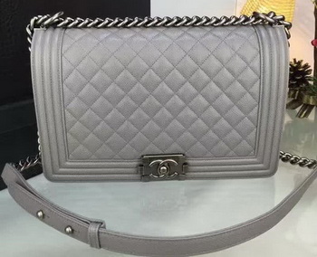 Boy Chanel Flap Bags Original Grey Cannage Pattern A67088 Silver