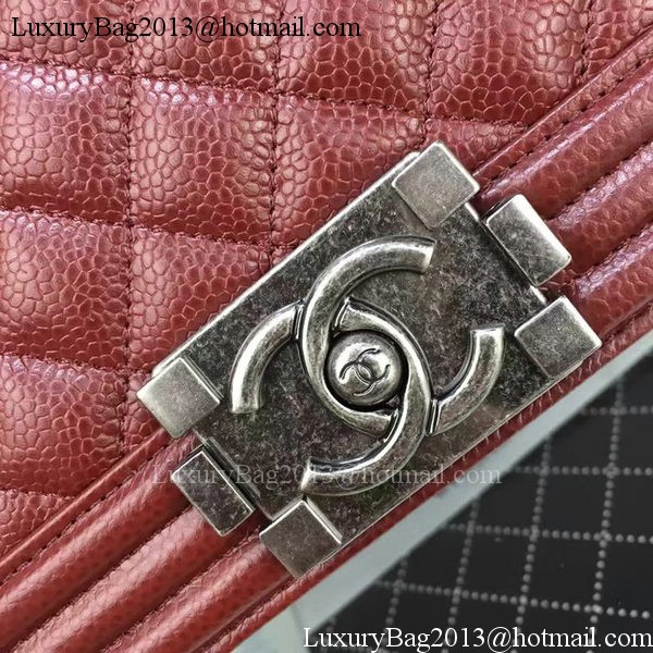 Boy Chanel Flap Bags Original Wine Cannage Pattern A67088 Silver