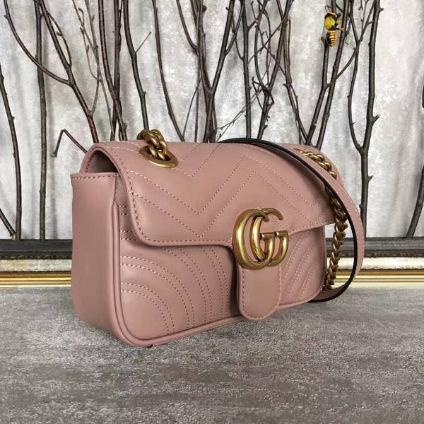 Gucci Now GG Marmont Mini Shoulder Bag 446744 Light Pink