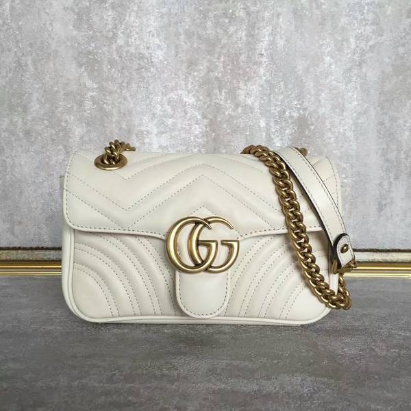 Gucci Now GG Marmont Mini Shoulder Bag 446744 White