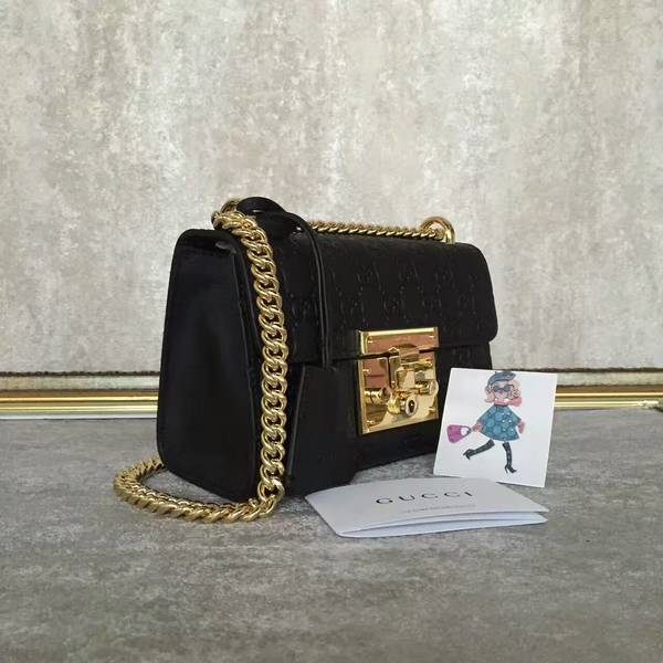 Gucci Padlock Gucci Signature Mini Shoulder Bag 409487A Black Gucci Padlock Gucci Signature Mini Shoulder Bag 409487A Black