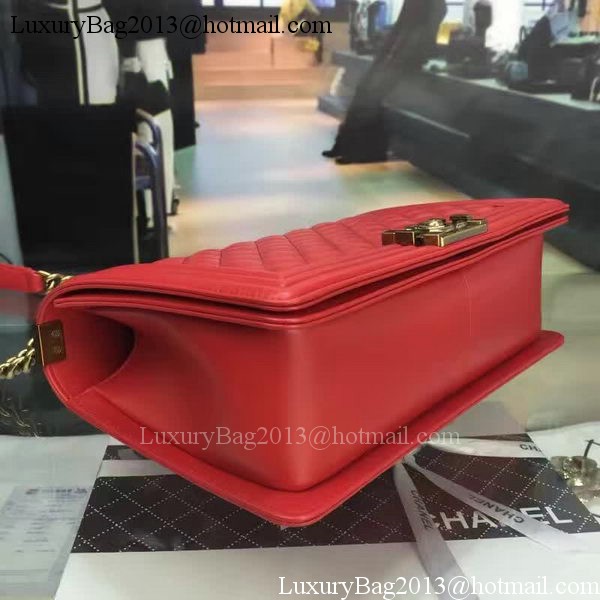 Boy Chanel Flap Bag Red Original Sheepskin Leather A67088 Gold