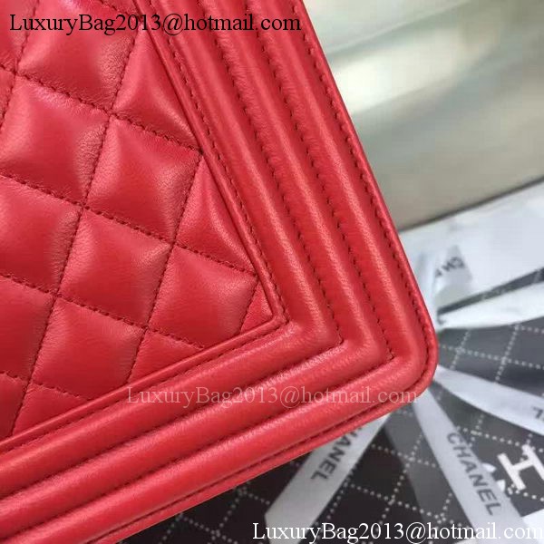 Boy Chanel Flap Bag Red Original Sheepskin Leather A67088 Silver
