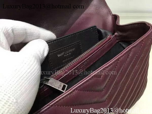 YSL Classic Monogramme Flap Bag Calfskin Leather Y22369 Wine