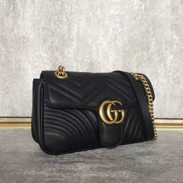 Gucci GG Marmont Sheenskin Shoulder Bag 443497A Black