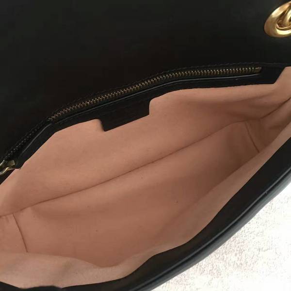 Gucci GG Marmont Sheenskin Shoulder Bag 443497A Black