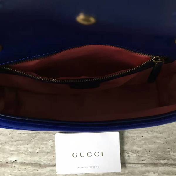 Gucci GG Marmont Suede Leather Medium Shoulder Bag 443497 Dark Blue