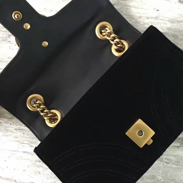Gucci GG Marmont Suede Leather Mini Shoulder Bag 446744 Black