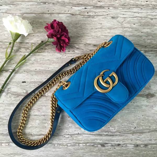 Gucci GG Marmont Suede Leather Mini Shoulder Bag 446744 Blue