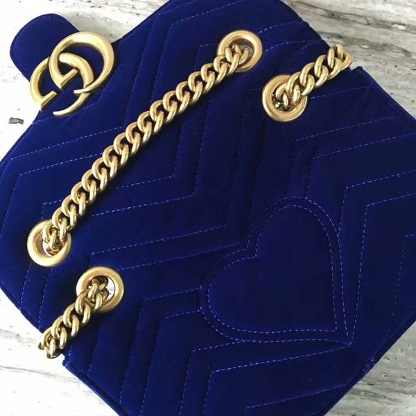 Gucci GG Marmont Suede Leather Mini Shoulder Bag 446744 Dark Blue