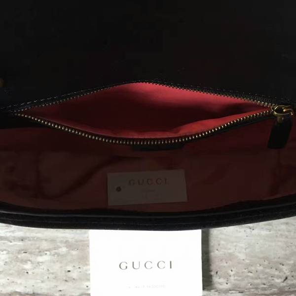 Gucci GG Marmont Suede Leather Medium Shoulder Bag 443497 Black