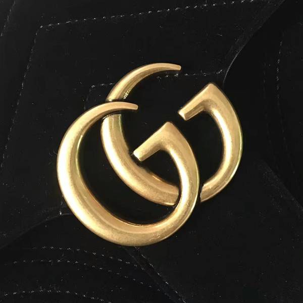 Gucci GG Marmont Suede Leather Medium Shoulder Bag 443497 Black