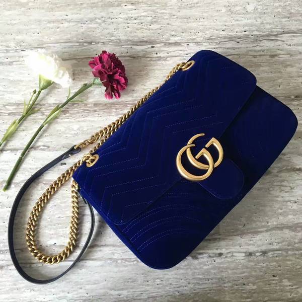 Gucci GG Suede Leather Shoulder Bag 443496 Dark Blue