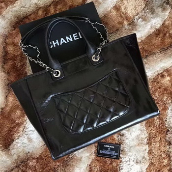 Chanel Tote Shopping Bag Original Leather A68046 Black