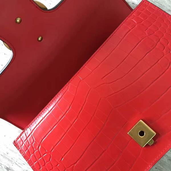 Gucci GG Marmont Crocodile Leather Shoulder Bag 431777 Red