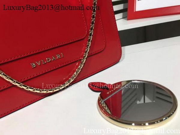 BVLGARI mini Shoulder Bag Calfskin Leather BG2282 Red