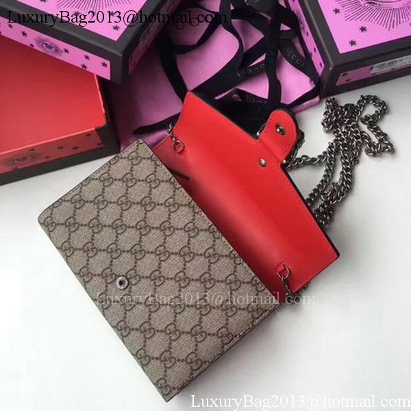 Gucci Dionysus GG Supreme Shoulder Bag 401231 Apricot&red
