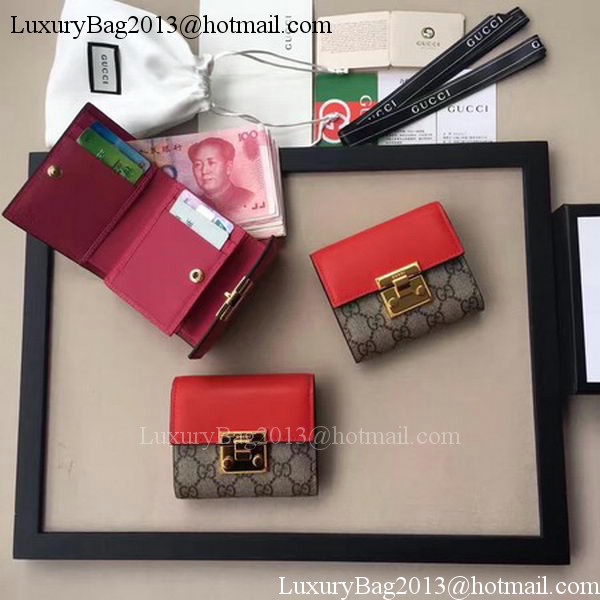 Gucci GG Supreme Canvas Padlock Wallet 453155 Red