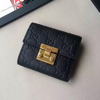 Gucci Signature Leather Padlock Wallet 453155 Black
