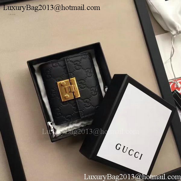Gucci Signature Leather Padlock Wallet 453155 Black
