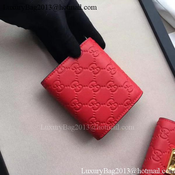 Gucci Signature Leather Padlock Wallet 453155 Red