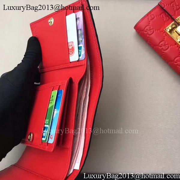 Gucci Signature Leather Padlock Wallet 453155 Red