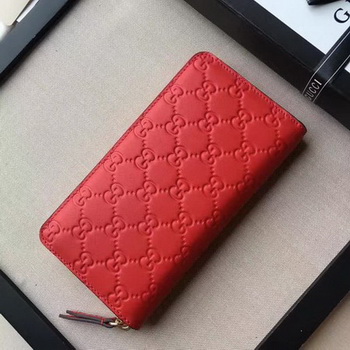 Gucci Signature Zip Around Wallet 410102 Red