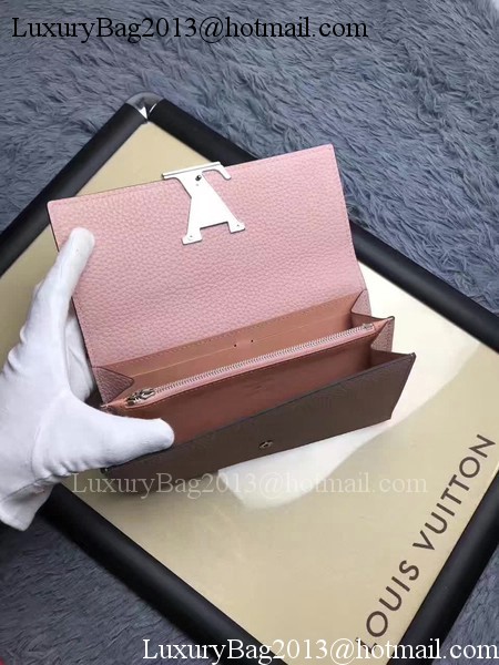 Louis Vuitton Calfskin Leather CAPUCINES WALLET M61249 Pink