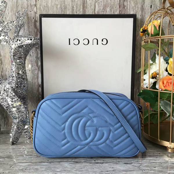 Gucci GG Marmont Matelasse Shoulder Bag 447632A Blue