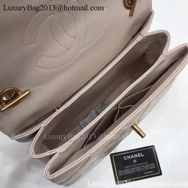 Chanel Classic Top Handle Bag Apricot Sheepskin Leather A92991 Gold
