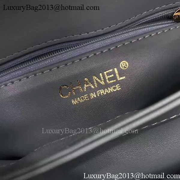 Chanel Classic Top Handle Bag Blue Sheepskin Leather A92991 Gold