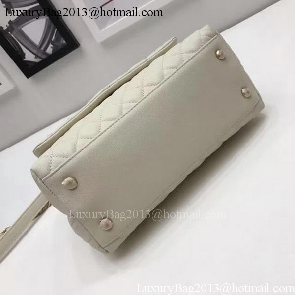 Chanel Classic Top Handle Bag OffWhite Sheepskin Leather A92991 Gold