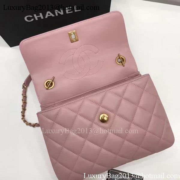 Chanel Classic Top Handle Bag Pink Sheepskin Leather A92991 Gold