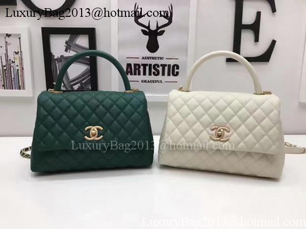 Chanel Classic Top Handle Bag Sheepskin Leather A92991 Green