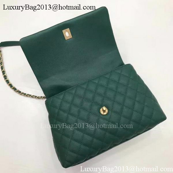 Chanel Classic Top Handle Bag Sheepskin Leather A92991 Green
