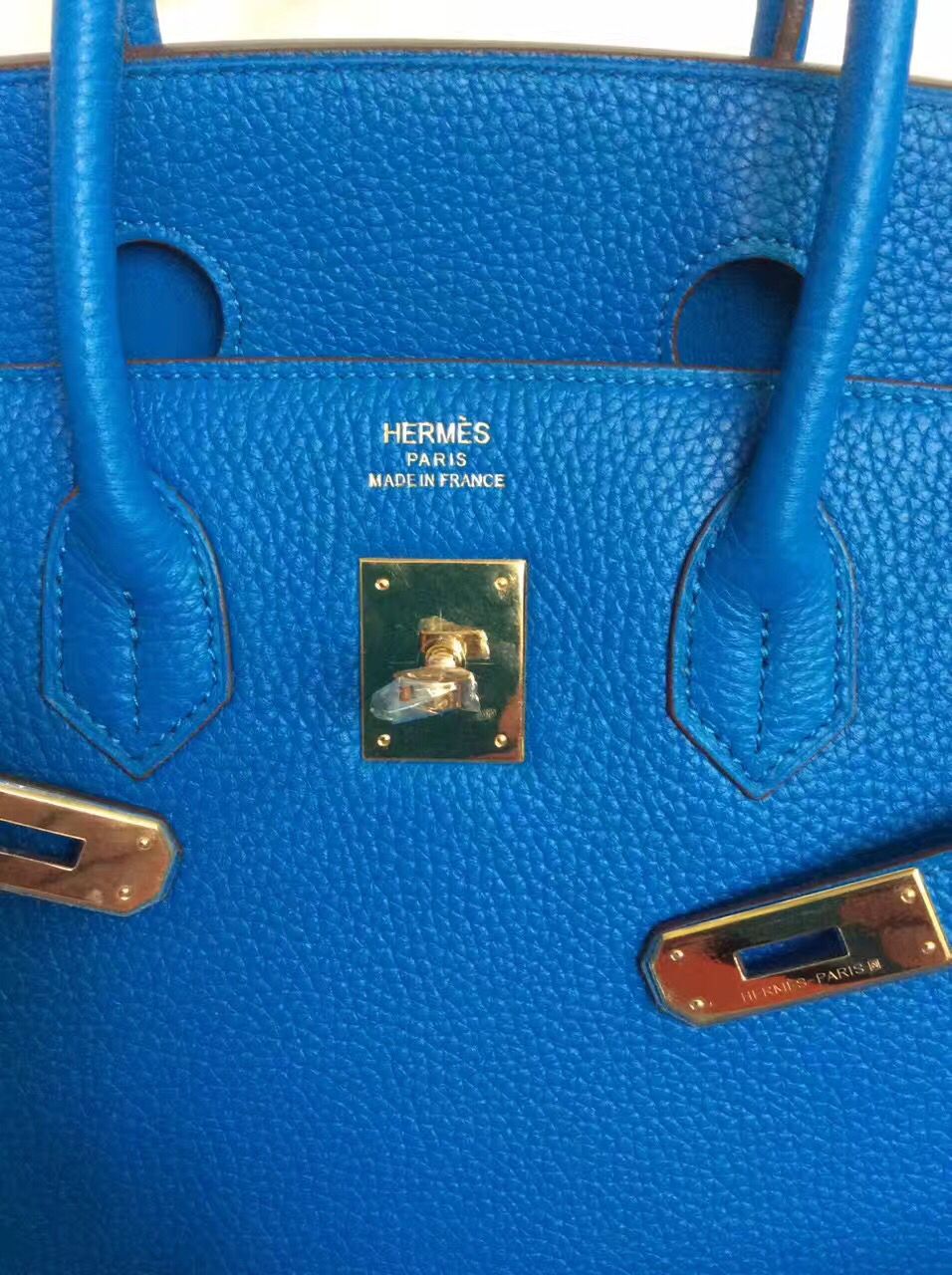 Hermes Birkin 30CM Tote Bag Blue Original Leather HB30 Glod