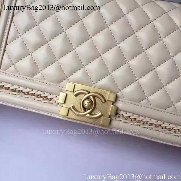 Boy Chanel Flap Shoulder Bag Original Sheepskin Leather A67086 Apricot