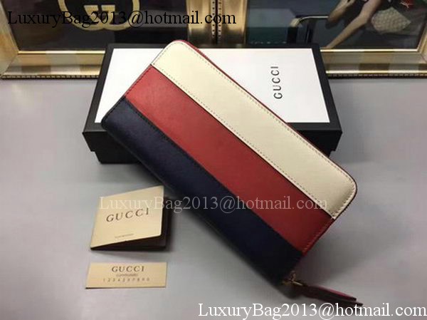 Gucci Queen Margaret Leather Zip Around Wallet 476079 White&Red&Black
