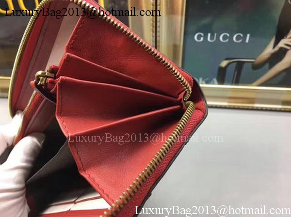 Gucci Queen Margaret Leather Zip Around Wallet 476079 White&Red&Black