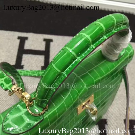 Hermes Kelly 28cm Shoulder Bag Croco Leather K28 Green