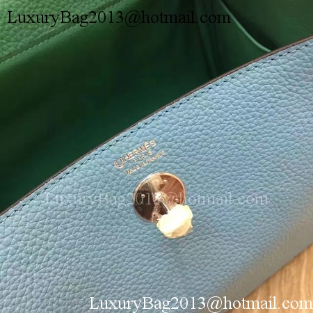 Hermes Lindy 30CM Original Leather Shoulder Bag LD30 Blue&Green