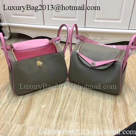 Hermes Lindy 30CM Original Leather Shoulder Bag LD30 Grey&Pink