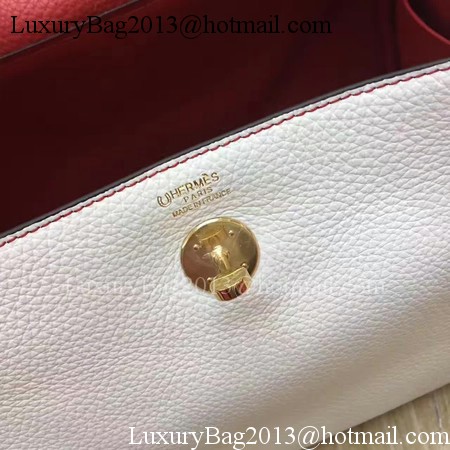 Hermes Lindy 30CM Original Leather Shoulder Bag LD30 White&Red