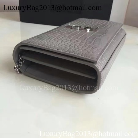Saint Laurent mini Croco Leather Cross-body Shoulder Bag 360458 Grey