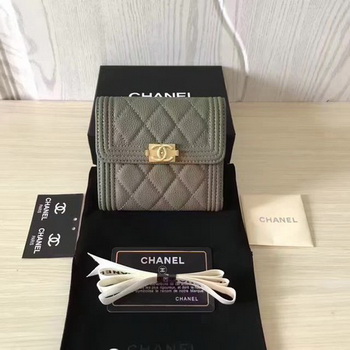 Boy Chanel Matelasse Bi-Fold Wallet Cannage Pattern CHA5261 Green