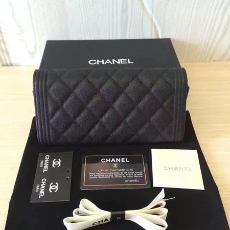 Chanel Boy Matelasse Long Wallet Black Cannage Pattern CHA5263 Gold