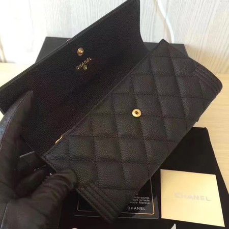 Chanel Boy Matelasse Long Wallet Black Cannage Pattern CHA5263 Gold